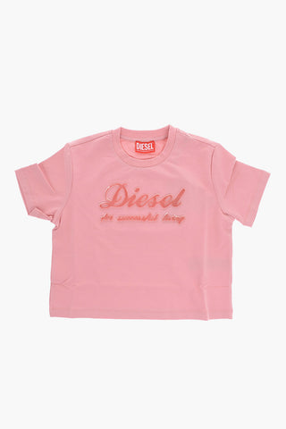 T-shirt Girocollo TYFRIFSL in Cotone con Logo in Velour