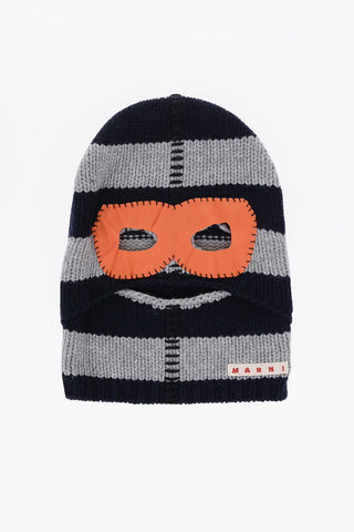 Two-Tone Striped Balaclava with Contrasting Detail