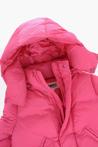MM6 Wattierte Uni-Jacke mit abnehmbarer Kapuze