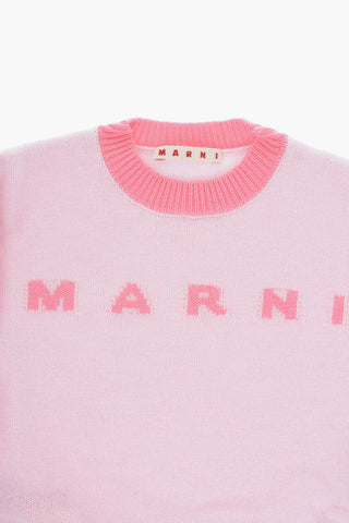 Maglia Girocollo in Lana e Cashmere con Logo Ricamato