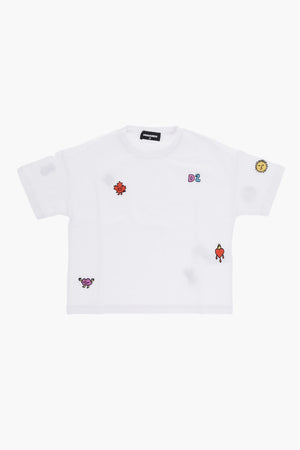 Cotton Crewneck T-Shirt with Embroidery