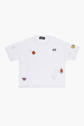 Cotton Crewneck T-Shirt with Embroidery