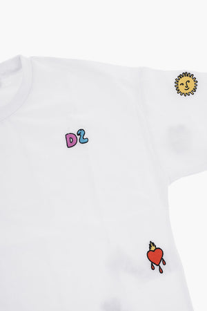 Baumwoll-T-Shirt mit Rundhalsausschnitt und Stickereien
