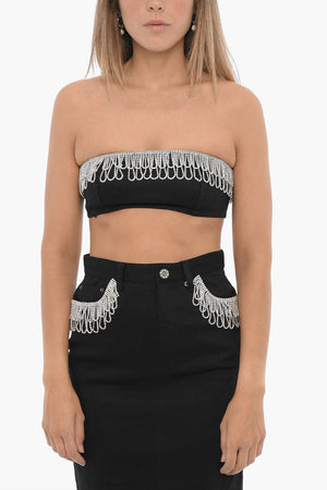 Bandeau-Top Aus Baumwoll-Twill Mit Schmuck