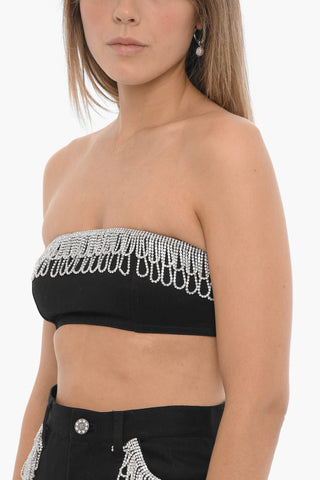 Bandeau-Top Aus Baumwoll-Twill Mit Schmuck