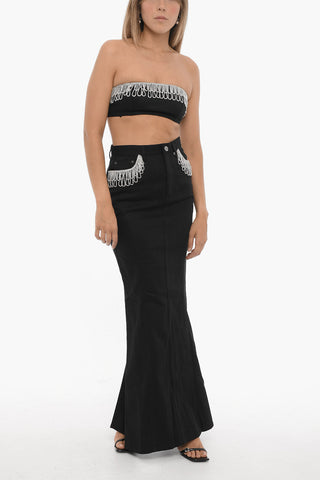 Bandeau-Top Aus Baumwoll-Twill Mit Schmuck
