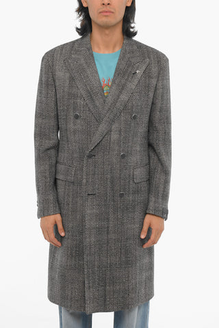 Virgin Wool Blend Double Breasted Coat