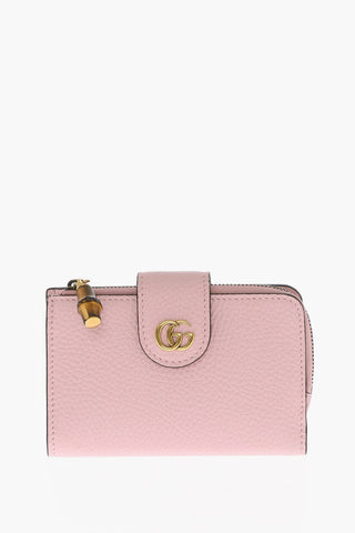 Textured Leather Wallet with Golden Monogram