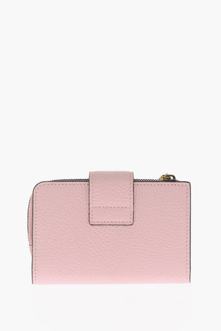 Textured Leather Wallet with Golden Monogram