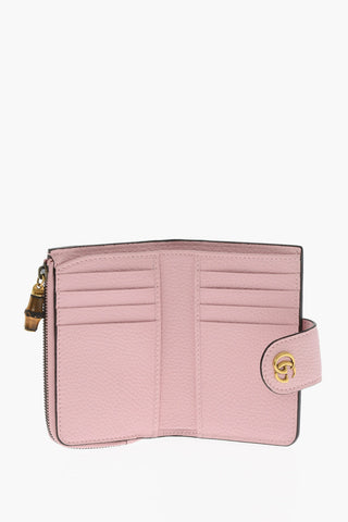 Textured Leather Wallet with Golden Monogram