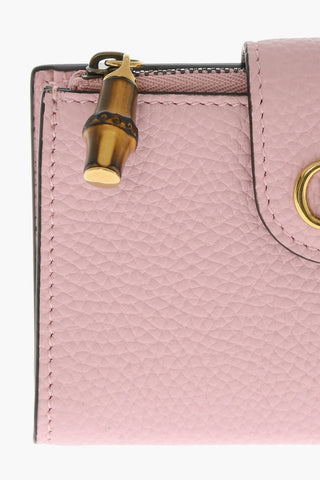 Textured Leather Wallet with Golden Monogram