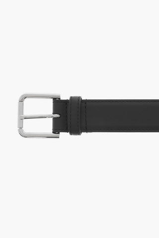 Cintura In pelle con Logo Effetto Argento 30mm