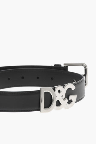 Cintura In pelle con Logo Effetto Argento 30mm