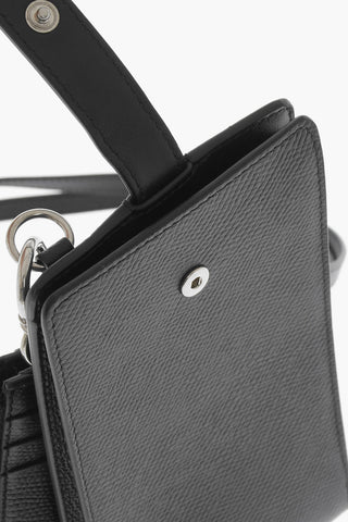 Textured Leather Neck Bag with Card Holder