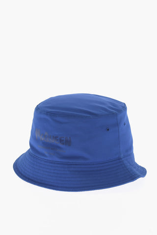 Solid Color Bucket Hat with Logo-Print