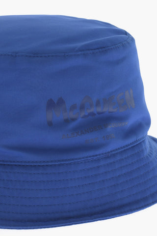 Solid Color Bucket Hat with Logo-Print