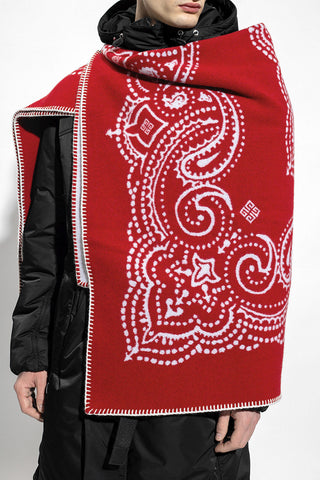 Bandana-Motif Wool Maxi Scarf