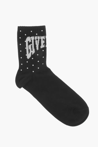 Cotton Blend Socks with Rhinestone