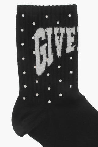 Cotton Blend Socks with Rhinestone