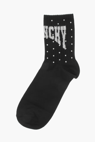 Cotton Blend Socks with Rhinestone