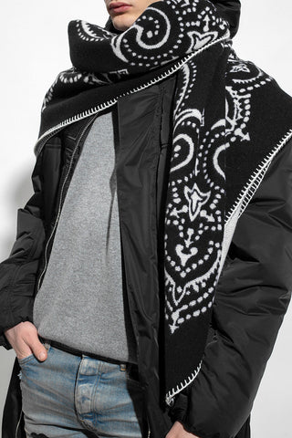 Bandana-Motif Wool Maxi Scarf