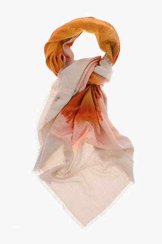 Gradient Effect Foulard with Fringes