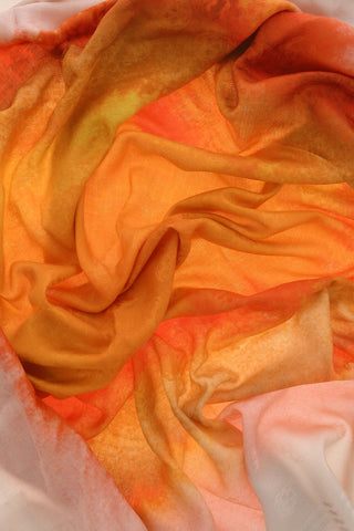 Gradient Effect Foulard with Fringes