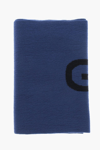 Wool And Cashmere Maxi Scarf with Embroidery Logo