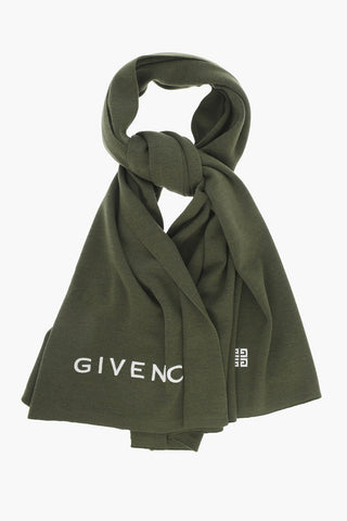 Wool Maxi Scarf with Embroidery Logo