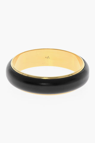 Leather Cuffed Bracelet with Golden-Effect inner