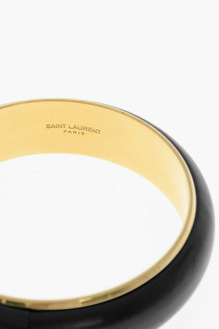 Leather Cuffed Bracelet with Golden-Effect inner