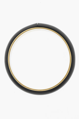 Leather Cuffed Bracelet with Golden-Effect inner