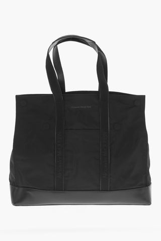 Nylon Tote Bag with Leather Trims