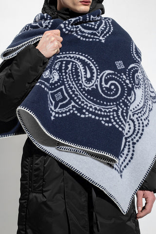 Bandana-Motif Wool Maxi Scarf