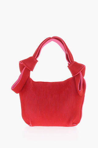 Two-Tone Knitted Bag with Knotted Handle