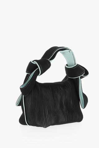 Two-Tone Knitted OBI Bag with Knotted Handle