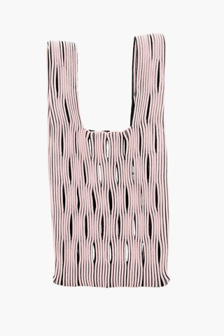 Two-Tone Knitted Tote Bag with Cut-Out Details