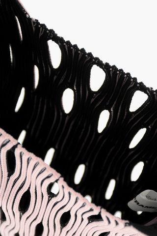 Two-Tone Knitted Tote Bag with Cut-Out Details