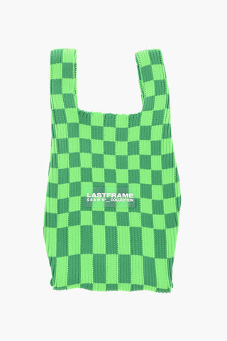 Bicolor Karierte Mini-Bag mit Trägerriemen aus veganem Leder