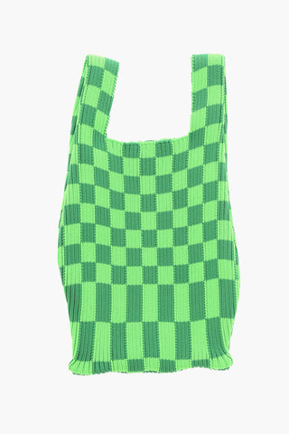 Bicolor Karierte Mini-Bag mit Trägerriemen aus veganem Leder