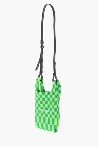 Bicolor Karierte Mini-Bag mit Trägerriemen aus veganem Leder