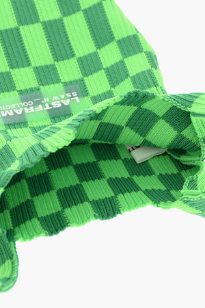 Bicolour Checked Mini Bag with Vegan Leather Shoulder Strap
