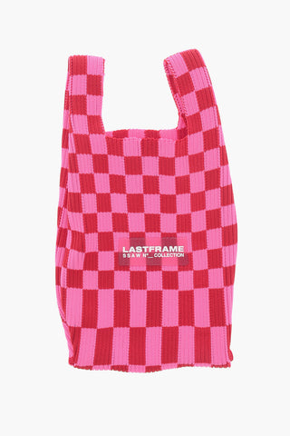Bicolour Checked Mini Bag with Vegan Leather Shoulder Strap