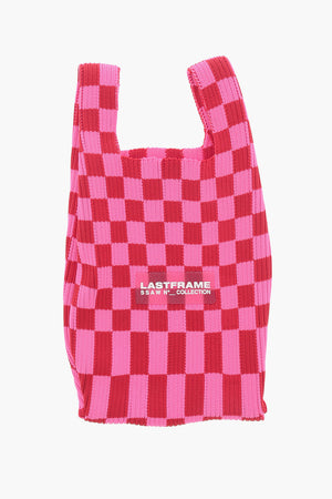 Bicolor Karierte Mini-Bag mit Trägerriemen aus veganem Leder