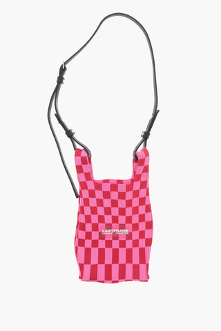 Bicolour Checked Mini Bag with Vegan Leather Shoulder Strap