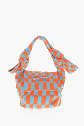 Two-Tone Checked Mini Bag with Knotted Handle