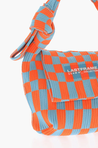 Two-Tone Checked Mini Bag with Knotted Handle
