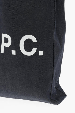 Denim Tote Bag with Printed Logo