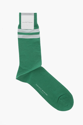 Solid Color Cotton Blend Socks with Contrasting Detail