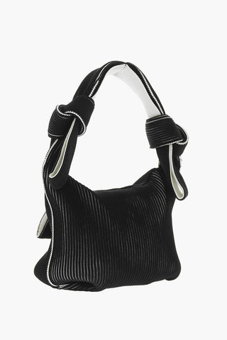 Two-Tone Knitted OBI Bag with Knotted Handle